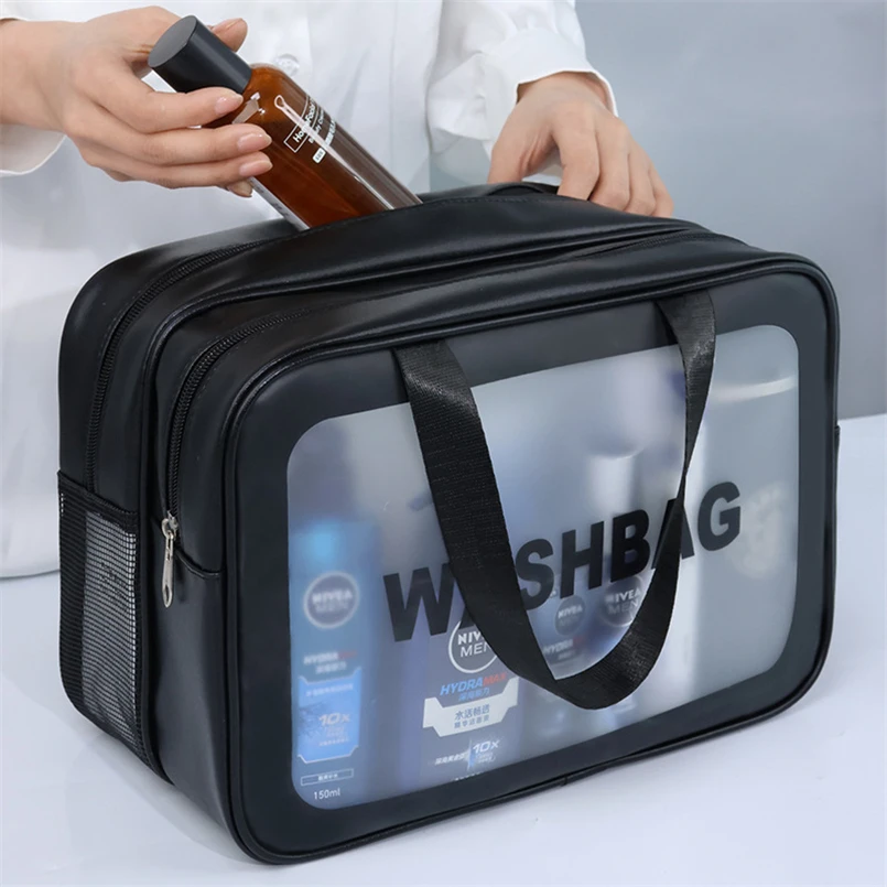 

Portable Travel Wash Bag Dry and Wet Separate Large Capacity Cosmetic Bag Frosted Waterproof Transparent Portable Storage Bag