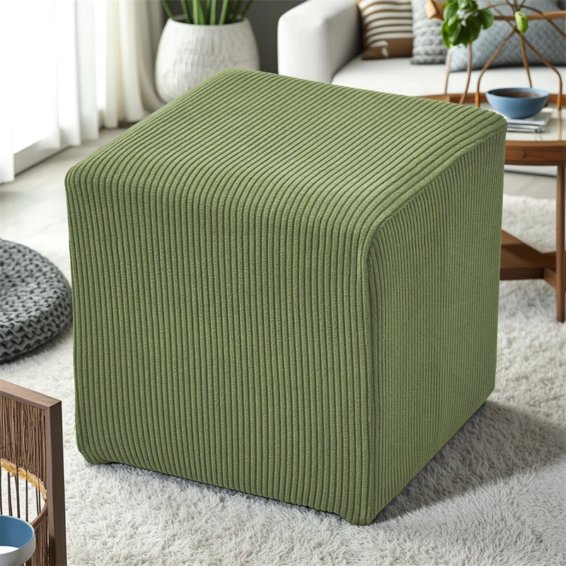 Elegant Soft Ottoman Slipcover - Stylish Square Footstool Protector & Home Decor