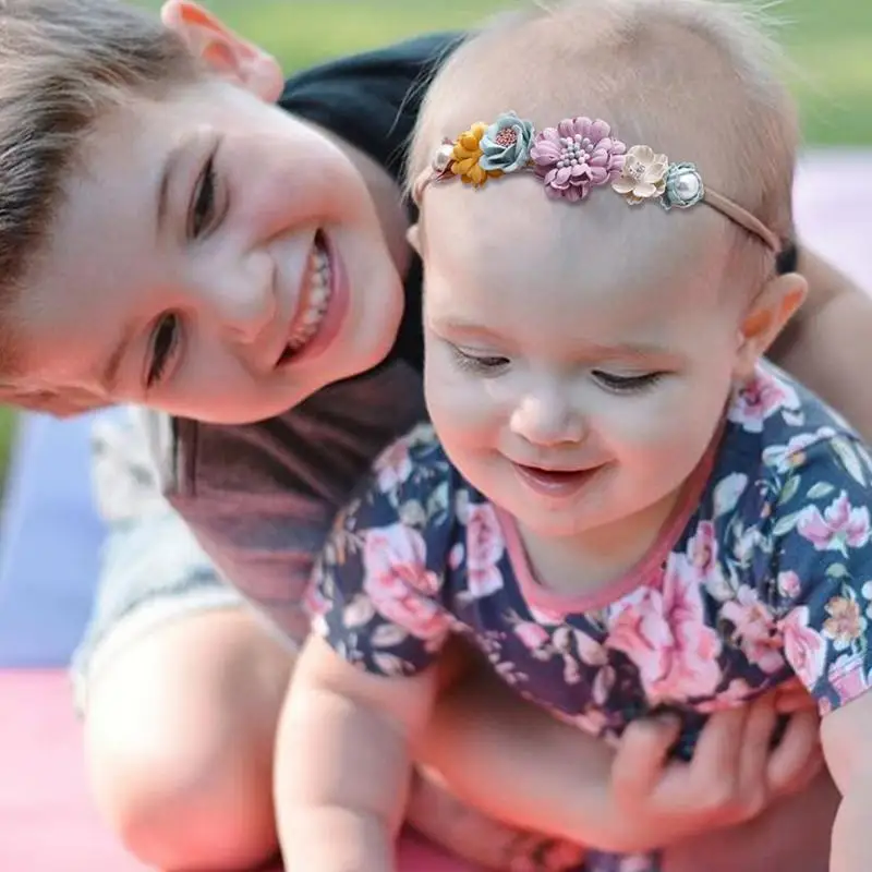 Vintage Flower Headband Baby Girls Headwraps Elastic Hair Bands Artificial Flower Baby Headband Newborn Photography Props