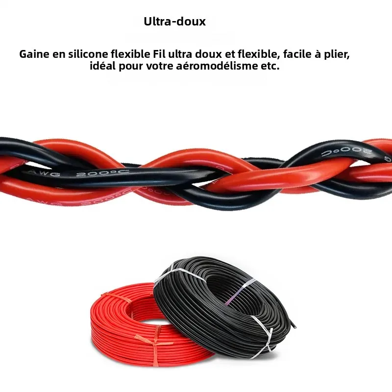 Câble Silicone 2 AWG 35mm² 20m - Fil Souple pour Modélisme