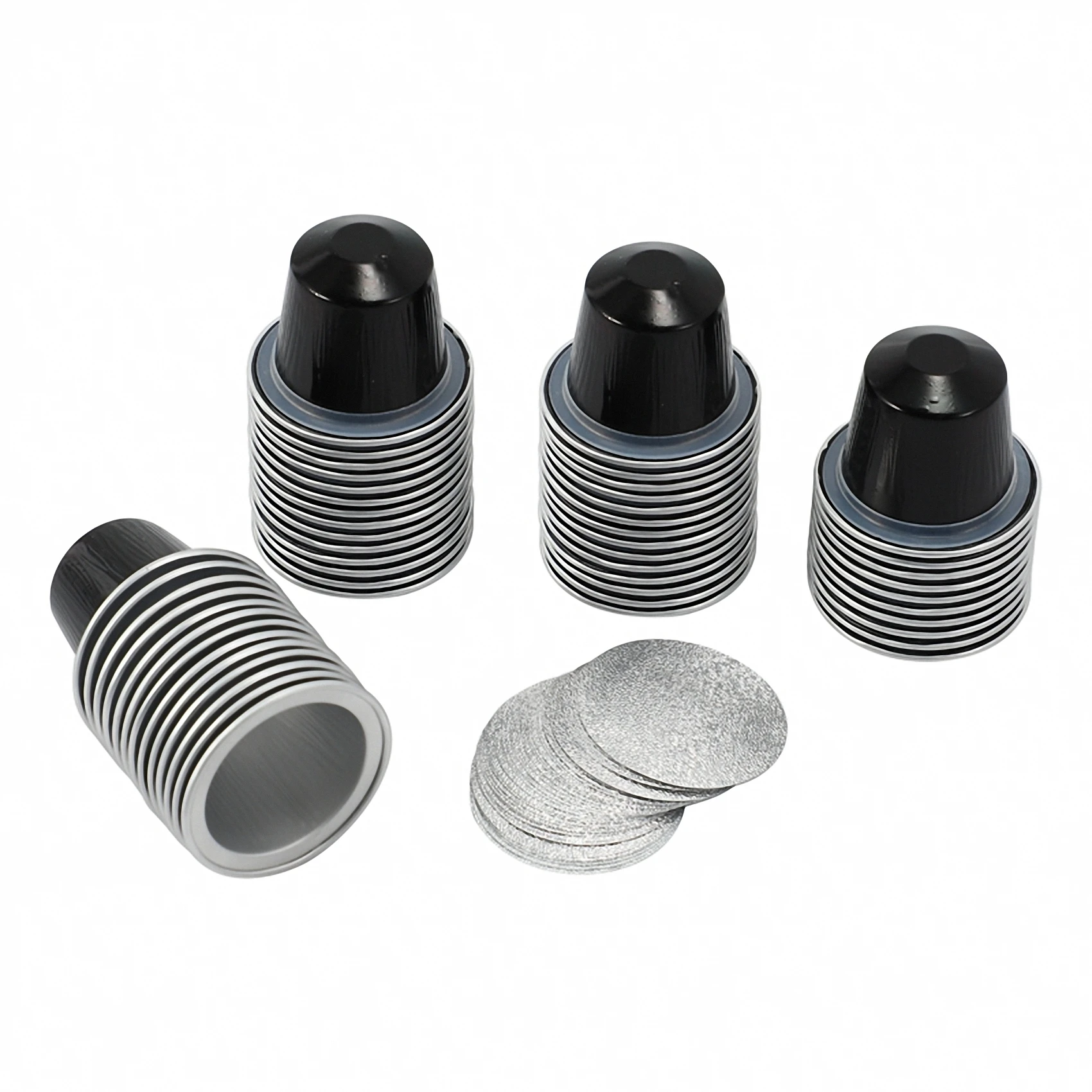

50Sets Refillable Coffee Capsules Cup Disposable Coffee Capsules Packaging Cafe Supplies for Nespresso Black