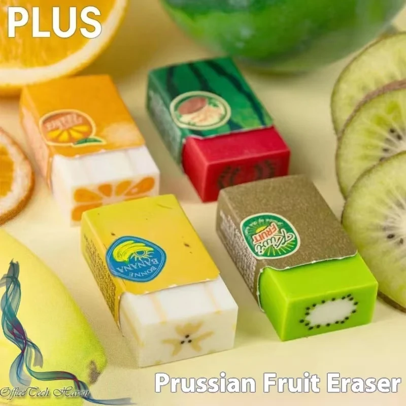 Japan PLUS Fruit Eraser Cute Watermelon Banana Kiwi Orange Kawaii Stationery Pomelo Durian Dragon Fruit Bamboo