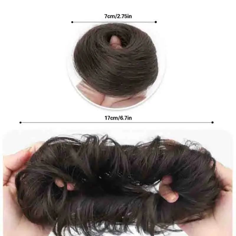 2pcs Women'S Human Hair Bun Extensions Thick Chignon Ponytail Hairpieces Easy-to-Wear Updo Bun Scrunchies for Everyday