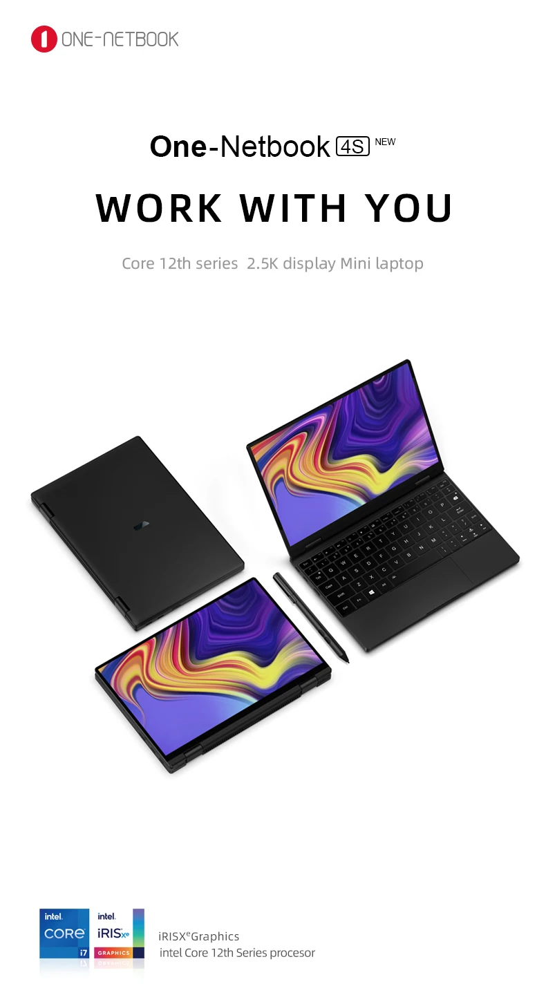 NEW OneMix4S Core I7-1250U 16G+512GB 1TB 2TB Pocket Laptop 