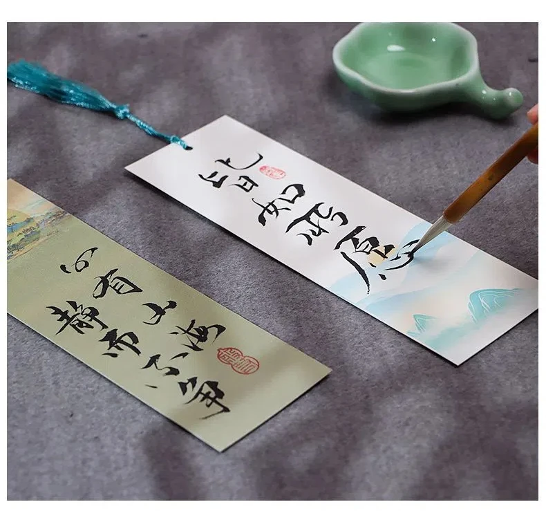 DIY Xuan Papier Lesezeichen chinesische kulturelle Kreation traditionelle chinesische Malerei Lesezeichen Retro leere Handschrift Karte Lesezeichen – Detail 10