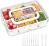 Portable Snackle Box Container  Divided Serving Tray with Lid and Handle Clear Snack Box Organizer for Fruits Candy, Snacks 1