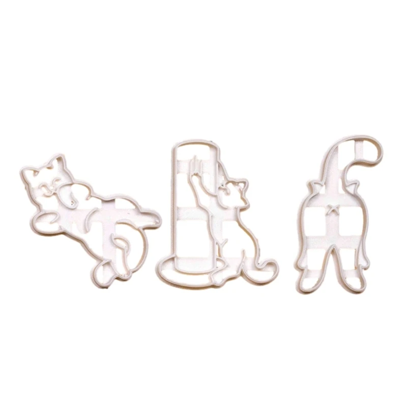 

3 шт., формочки для печенья с мультяшным котом, штампы для печенья, формы для помадки, пластиковые формочки для печенья, для