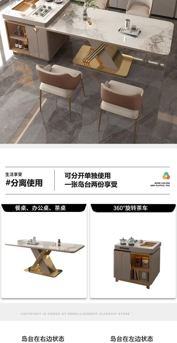 Luxury Restaurant Dining Table Gold Legs Stainless Steel Waterproof Storage Bar Lslands Tea Muebles De Cocina Kitchen Furniture