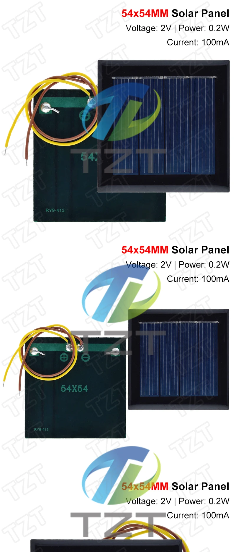 TZT 1/3/5PCS 2V 0,2W 100mA Solarpanel DIY Lademodul Mini Polysilizium Solarzellensystem für Solar-Rasenlampe mit 15CM Kabel – Detail 7