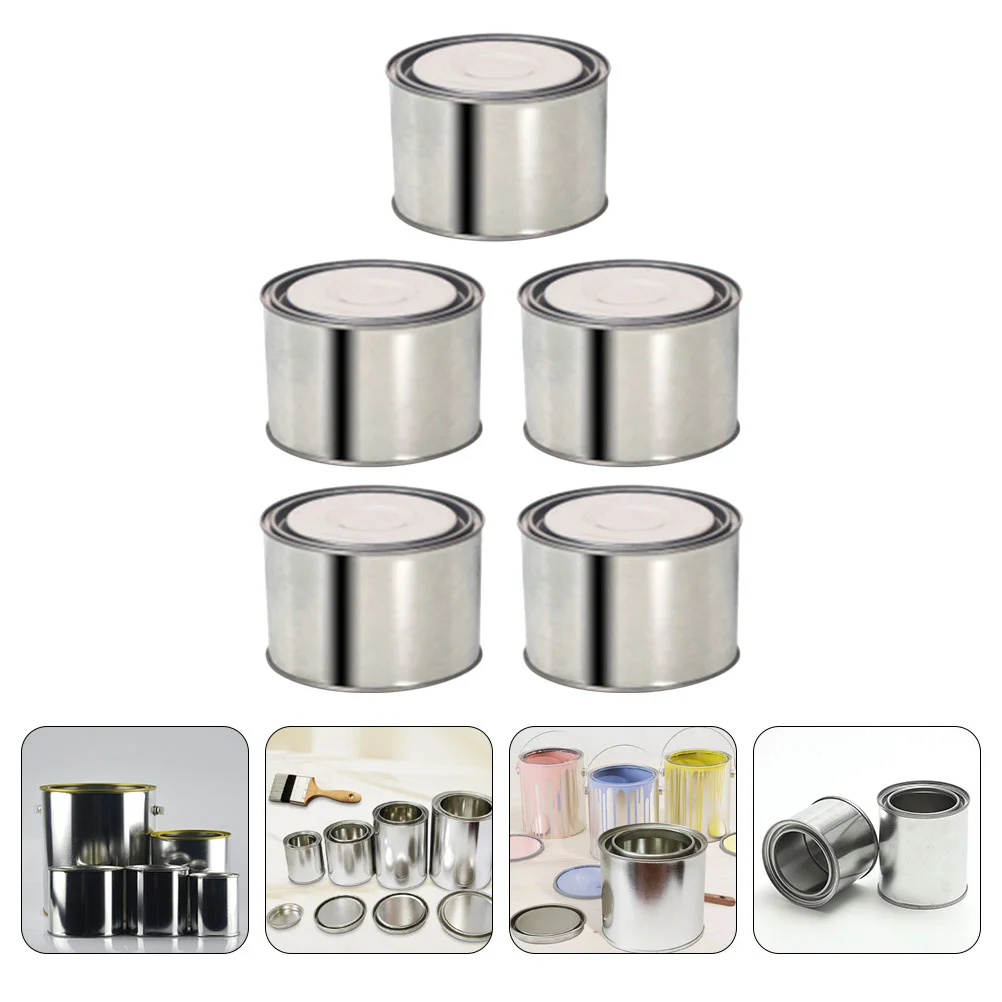 

5Pcs Multipurpose Tinplate Can Empty Paint Storage Tin Round Tinplate Can Container