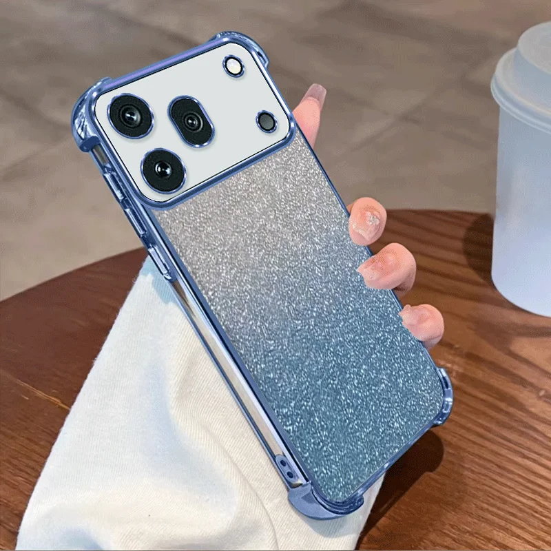 Glitter Plating Shockproof Clear Protective Cover - Flexible TPU with Four-Corner Protection