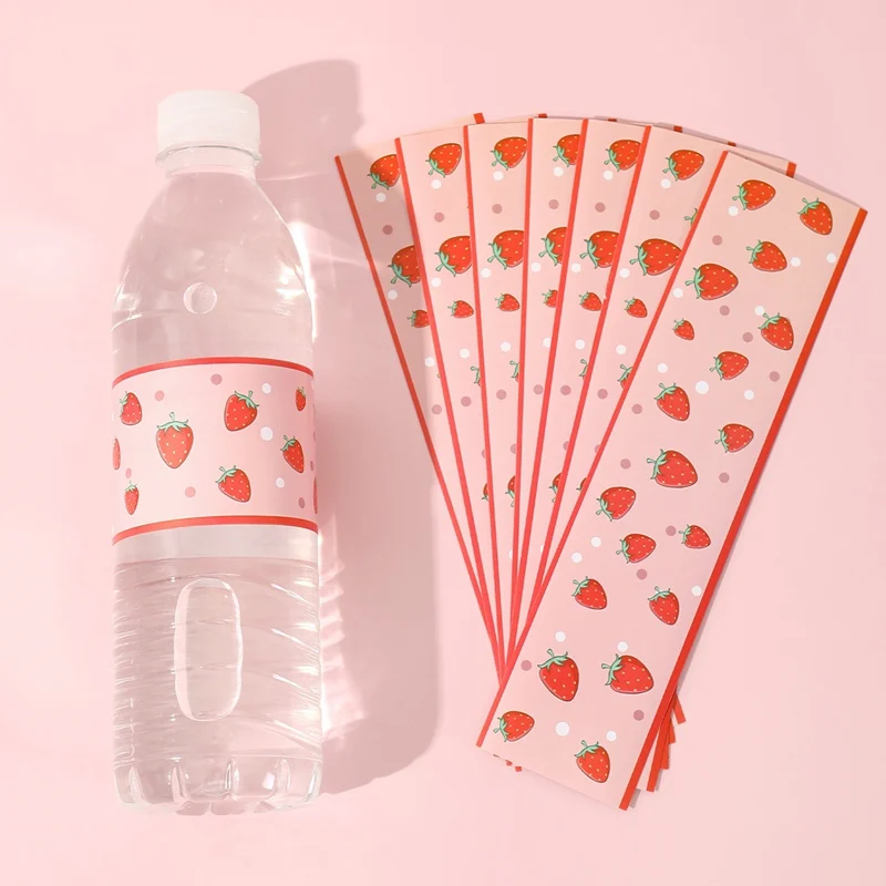 10 Stück rosa Erdbeer-Flaschenetiketten-Aufkleber, Erdbeer-Themen-Aufkleber für Sweet Berry 1st Birthday Spring Summer Party Supplies
