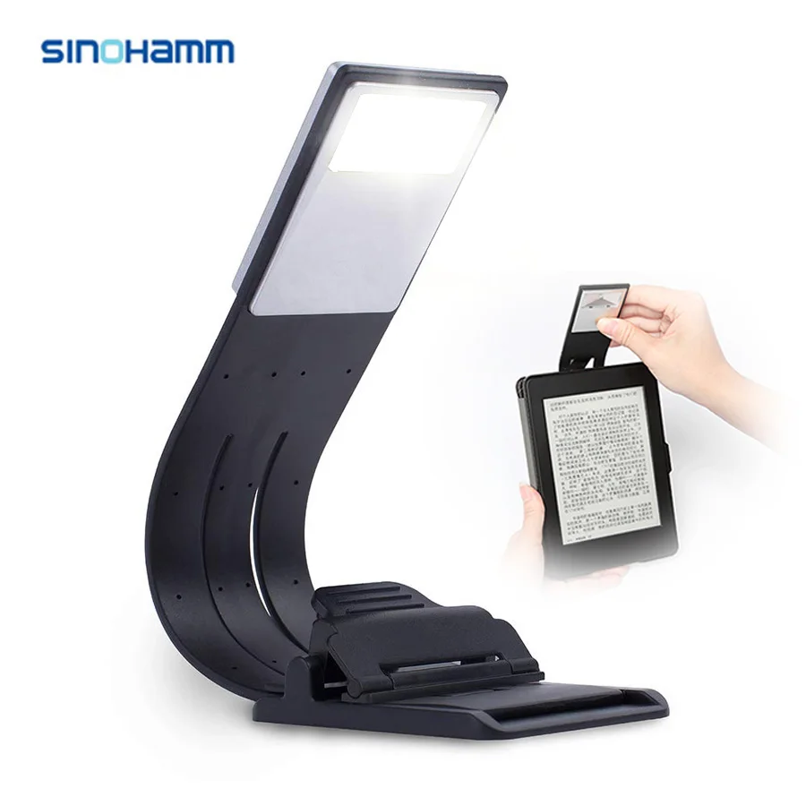 Livro-Luz, LED-Power-Bank, E-book, Kindle, Folding, recarregável com Clip-On, 4-Level Brilho, Luz LED para E-book