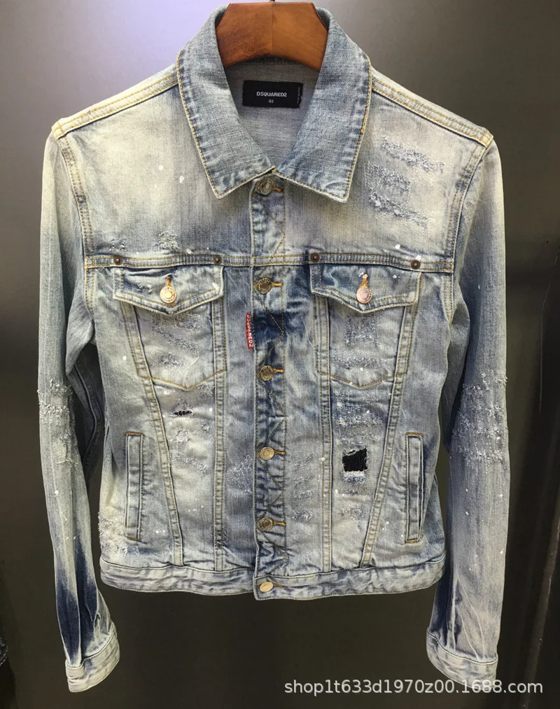 

Квадратная джинсовая куртка типа X18 для мужской одежды с искусственной кожей, полированная белая искусственная кожа, Модная Джинсовая одежда