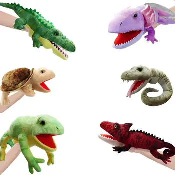 Turtle Salamander Animal Hand Puppet Lizard Snake Stuffed Animal Plush Hand Puppet Frog Crocodile Simulated Storytelling Puppet 1