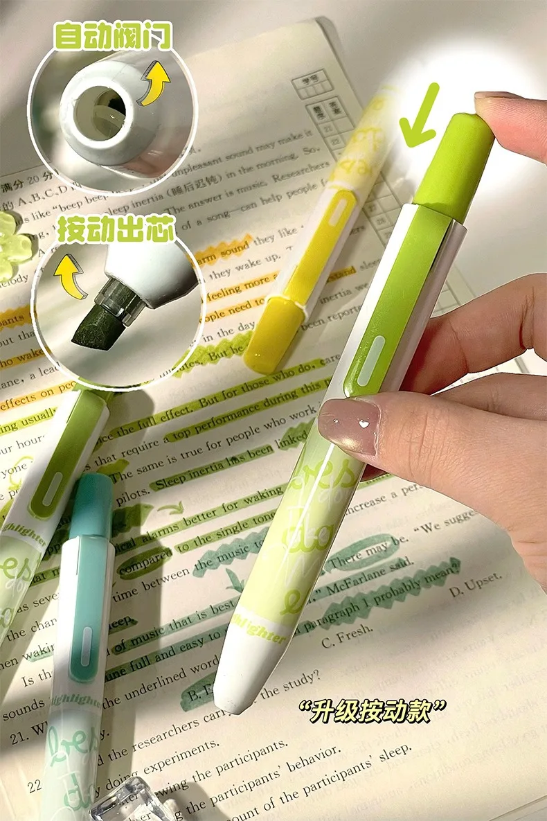 4-12 Farben Einziehbare Farbverlauf-Textmarker, Niedliche Druckknopf-Pastellmarker, Schnell Trocknende Nicht-Durchblutende Stifte für Schul- und Bürobedarf – Detail 4