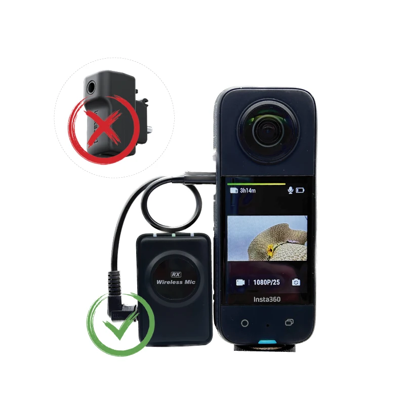 Micro sans fil Plug & Play pour Insta360 X2/X3, maintenu en main, design compact