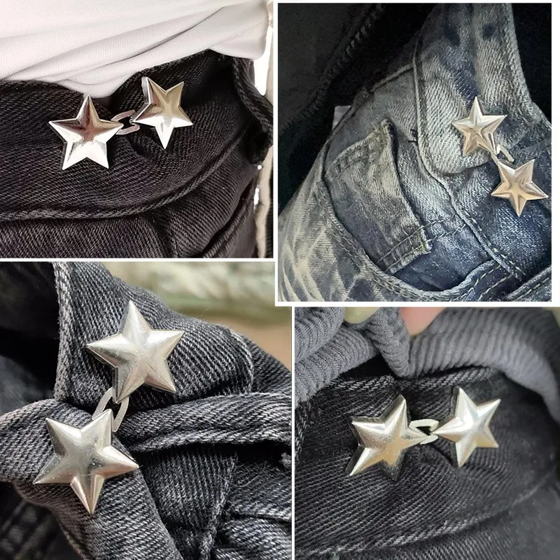 1 Pair Fashion Lazy Person Adjustable Seamless Invisible Waist Buckle Jeans Waist Tightening Tool Cute Clothing Accessories