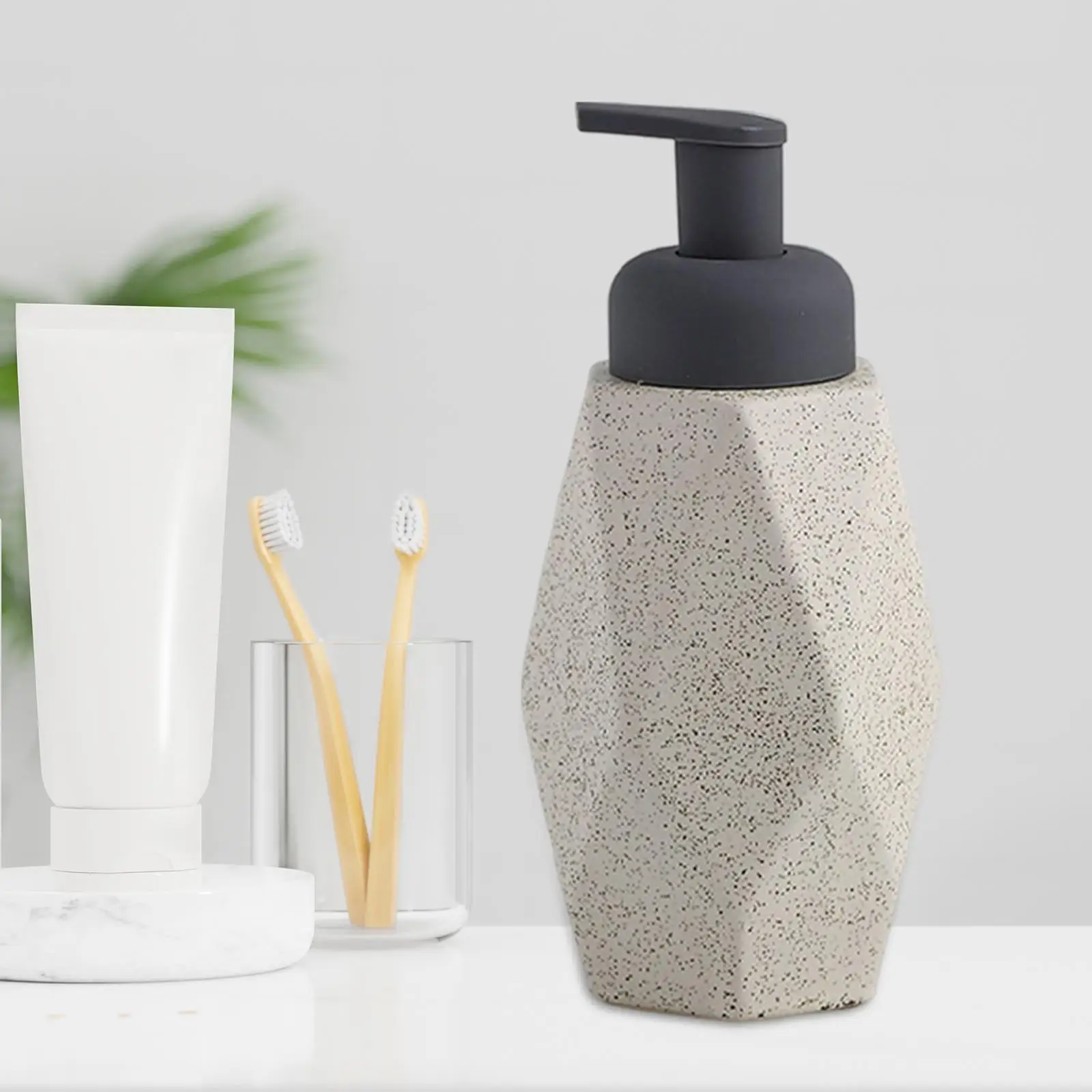 1Pcs Soap Dispenser Ceramic Reusable Manual Liquid Lotion Handwash Container for Countertop