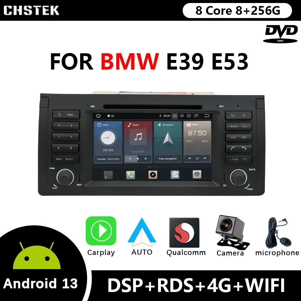 

Автомобильный радиоприемник CHSTEK, Android 12, Snapdragon, для BMW 5 серии E39 X5 E53 M5 1996-2007, DVD, GPS, беспроводной CarPlay, DSP, Wi-Fi, 4G, Bluetooth