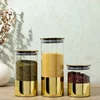 Golden Glass Sealed Can Coffee Bean Storage Container Snack Dried Fruit Storage Tank Metal Cover Home Kitchen Storage Ornaments 2