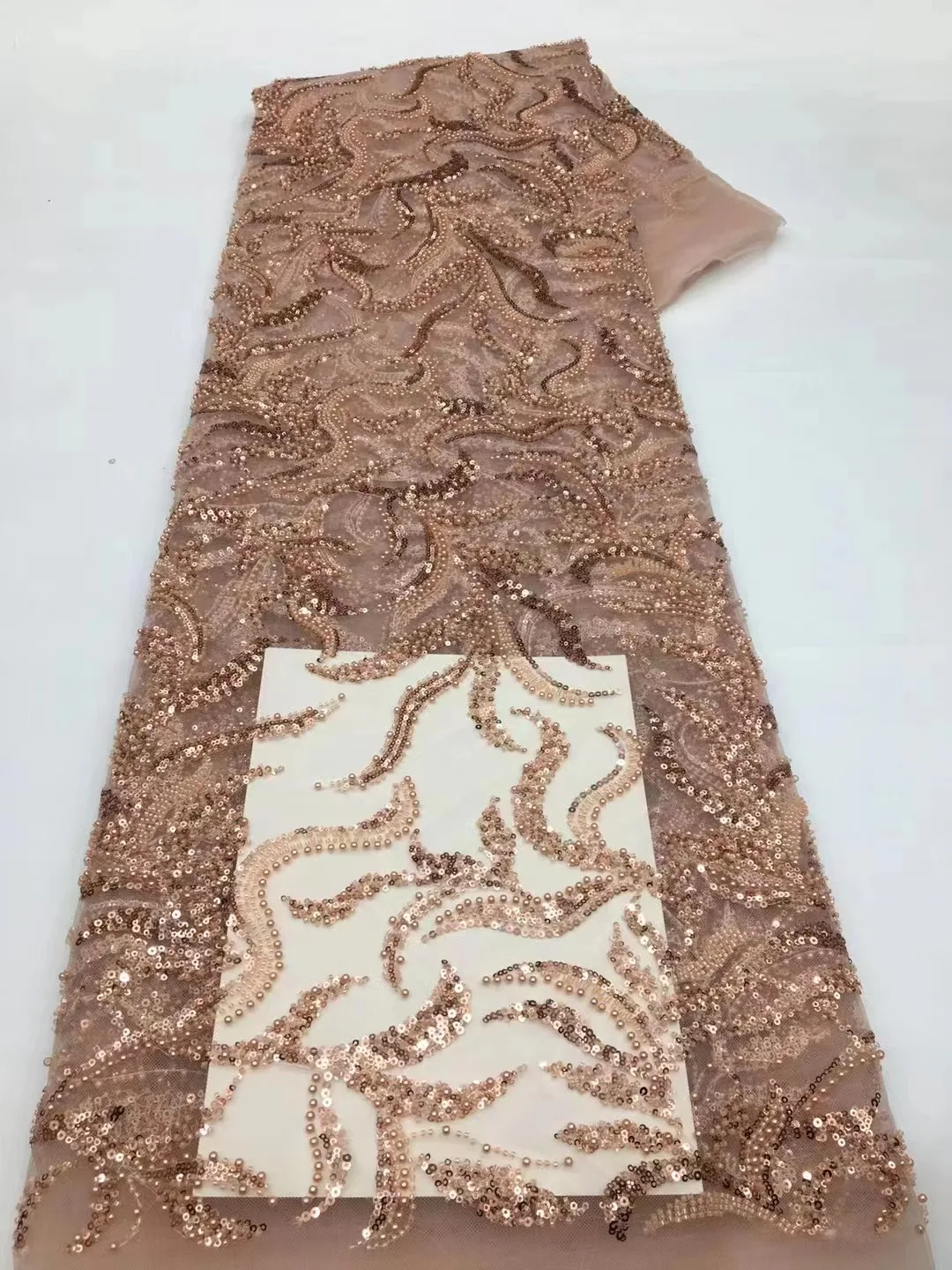 

uxury African Sequins beades Lace Fabric 2023 High Quality Eembroidery French Nigerian Lace Fabrics For Wedding Dress Sewin