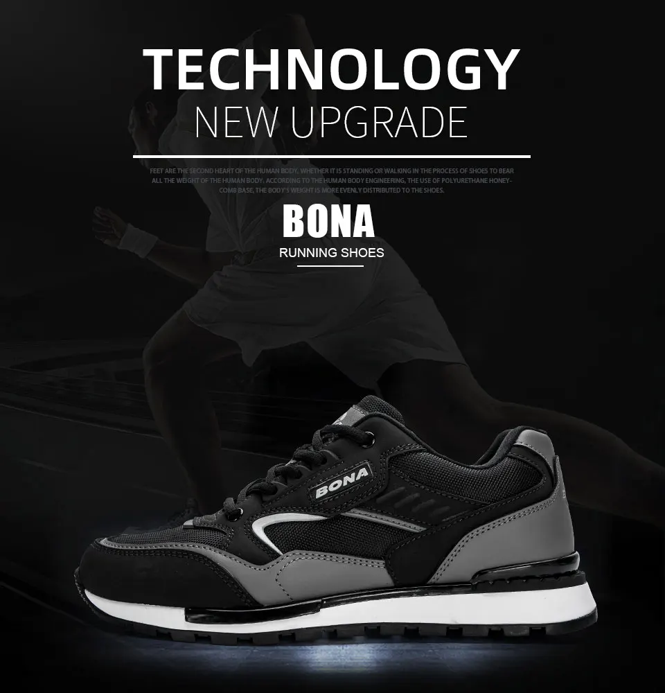 Description Picture 4 of itemBONA New 2023 Designers Sneakers Trainers Lightweight Antiskid Outdo Light and wear-resistant Men Running Shoes Lightweight anti