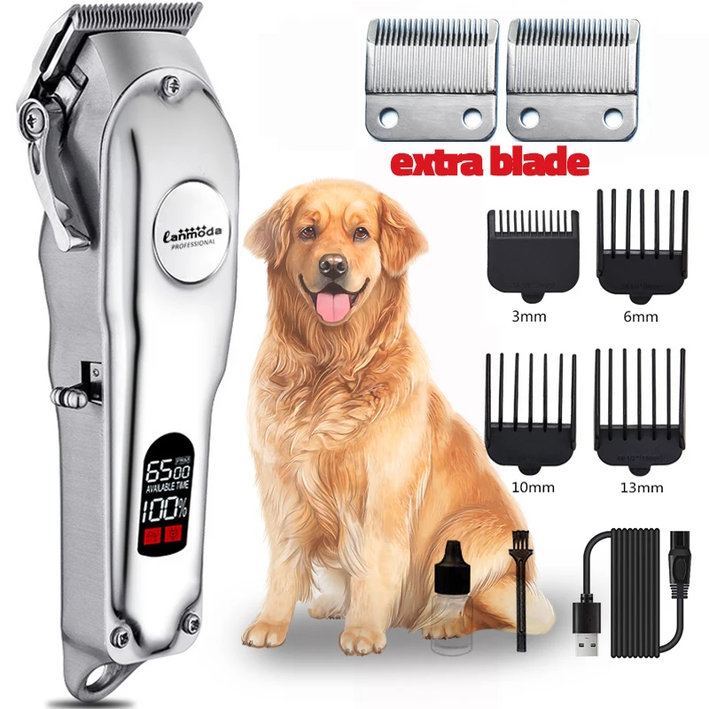 Dog Hair Trimmer Professional All Metal Rechargeable Pet Shaver Cutting Machine Puppy Grooming Haircut Low Noice