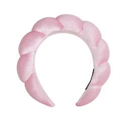 Luxurious Spa Headband for Women - Plush, Ultra-Soft and Versatile Hairband for Skincare, Yoga, and Facial Treatments (Velvet Light Pink)