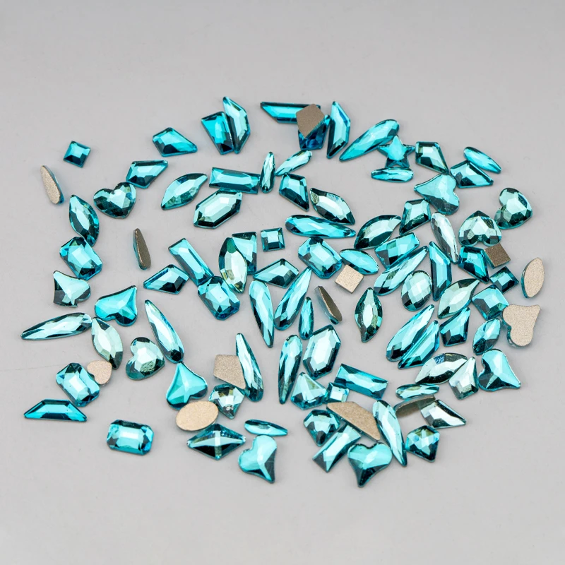 VDD Meridian Blue Neueste Mix-Form Glas-Kristall-Strass-Steine mit flacher Rückseite, Glitzersteine für Nagelkunst-Zubehör, DIY – Detail 4