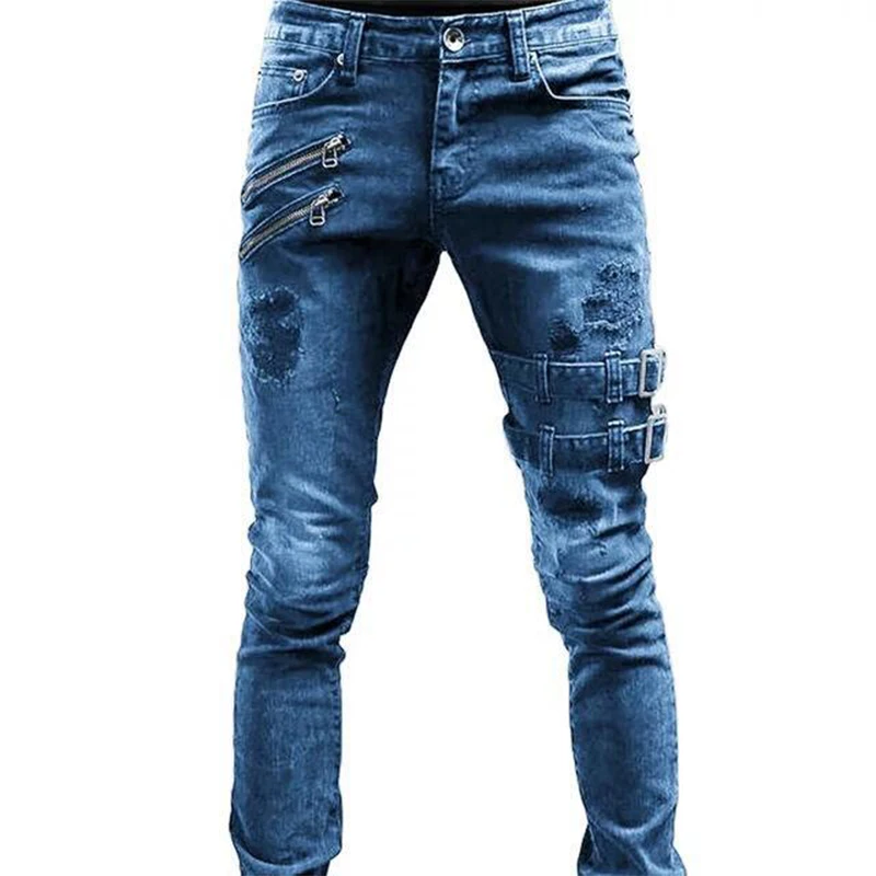 Spring And Fall Daily Casual Pants 4 Colors Skinny Stretch Jeans Motorcycle Men Solid Color Jeans Street Men's Clothing 2024