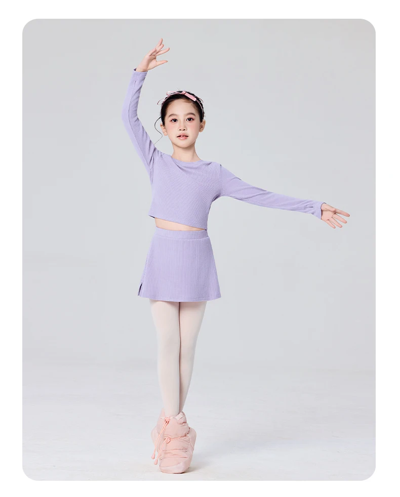 Mädchen Ballett Tanz Outfit Winter Thermo Strickpullover Zweiteiliges Set Kinder Tanz Warme Übungskleidung – Detail 17