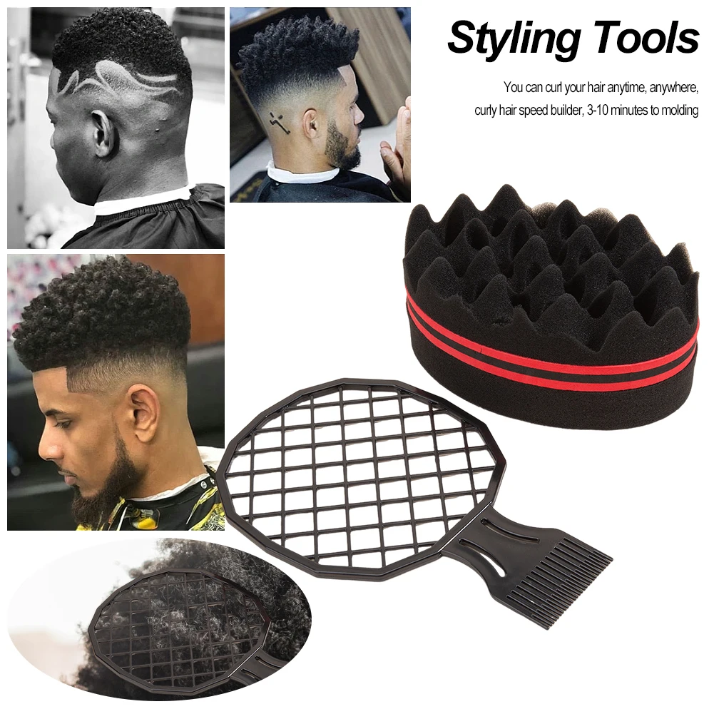 Hair Curl Weave Dreads Sponge Brush Plastic Hair Curl Sponge Brush Magic Twist Comb Set for Men Women Curls