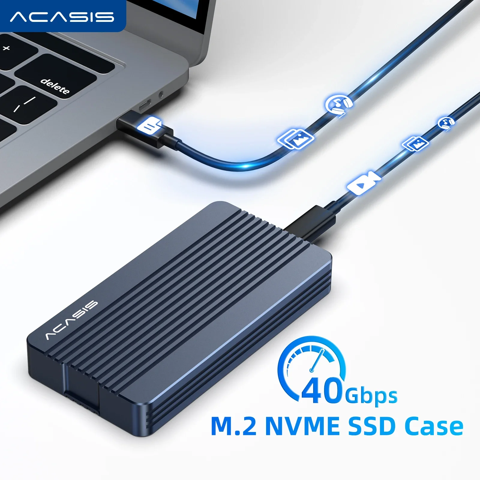 SSD Enclosure Acasis Thunderbolt 3 SSD Case 40Gbps M.2 MVME Enclosure For Macbook Data Storage