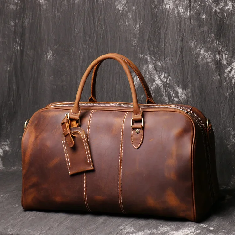 

Модная кожаная дорожная сумка, натуральная спортивная сумка, ручная сумка для выходных, верхний слой из воловьей кожи, дорожная сумка-тоут 50 см