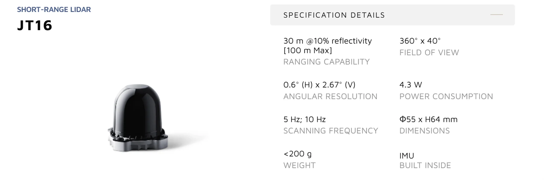 HESAI JT16,16-line mechanical laser radar,LiDAR