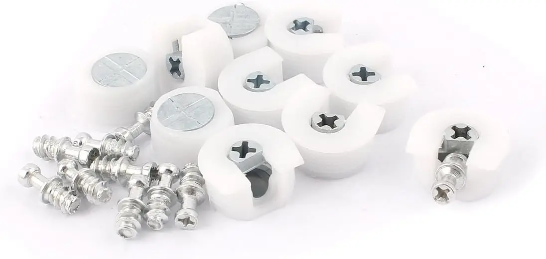 

U Shape Plastic Screw in Shelf Support Pin Peg Supporter White with Screw Slot Buckle 10pcs