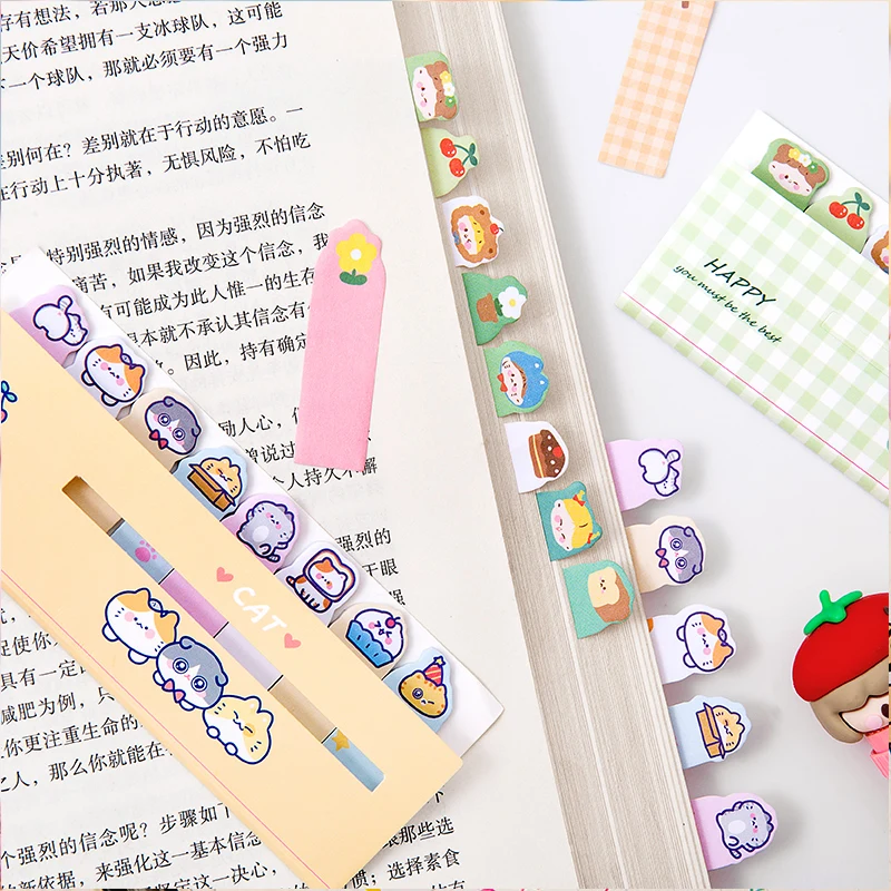 

MOHAMM 120 PCS Multi-color Kawaii Cartoon Fruit Flower Writable Sticky Notes Index for Pages Book Mark Classification