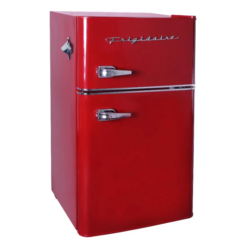 Frigidaire Retro 3.2 Cu ft Two Door Mini Fridge with Freezer, Red