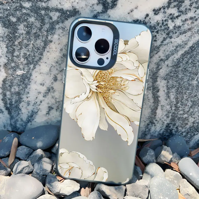 Vintage elegante rosa Pfingstrosen-Blumen-Handyhülle für iPhone 13 Mini Pro Max 15 11 12 14 Pro Max 15 14 Plus stoßfeste Laserabdeckungen – Detail 8