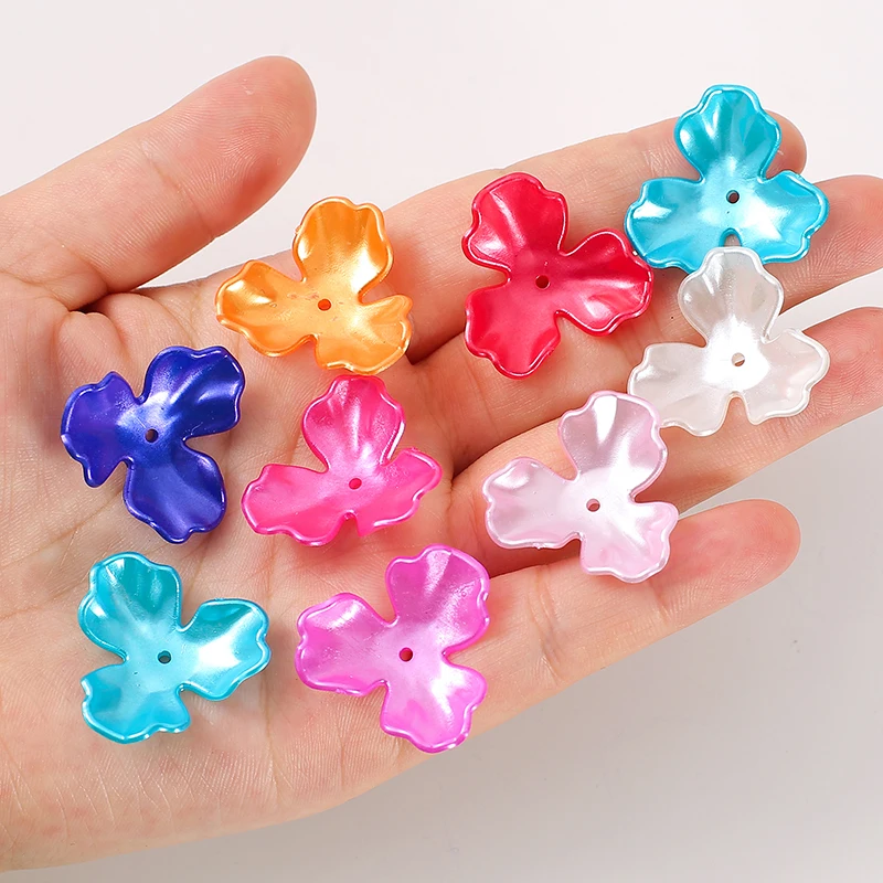 27mm 40pcs Spacer Beads Feather three leaf Acrylic flowers Beads For Jewelry Making Necklace Earring DIY Craft Handmade