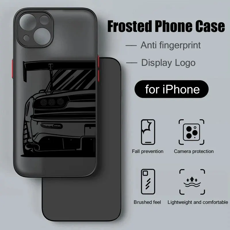 Matte Silicone Edge Clear Phone Case with JDM Dream Car Design