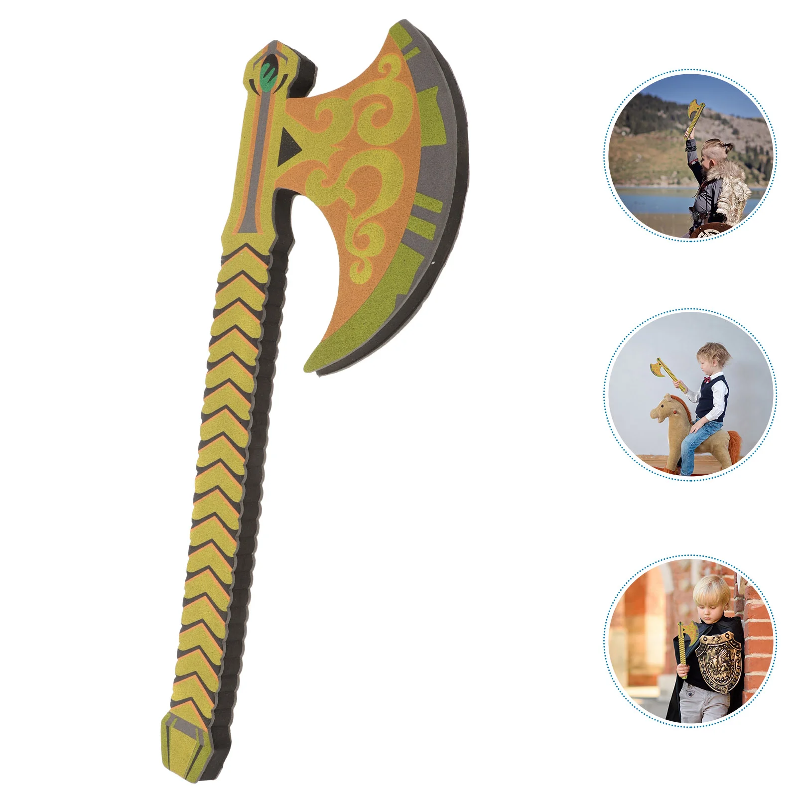 

Children's Sword and Ax Toy Boy Toys Fencing Prop Simulated Axe Cosplay Gold Foam for Performance Exercise Safe