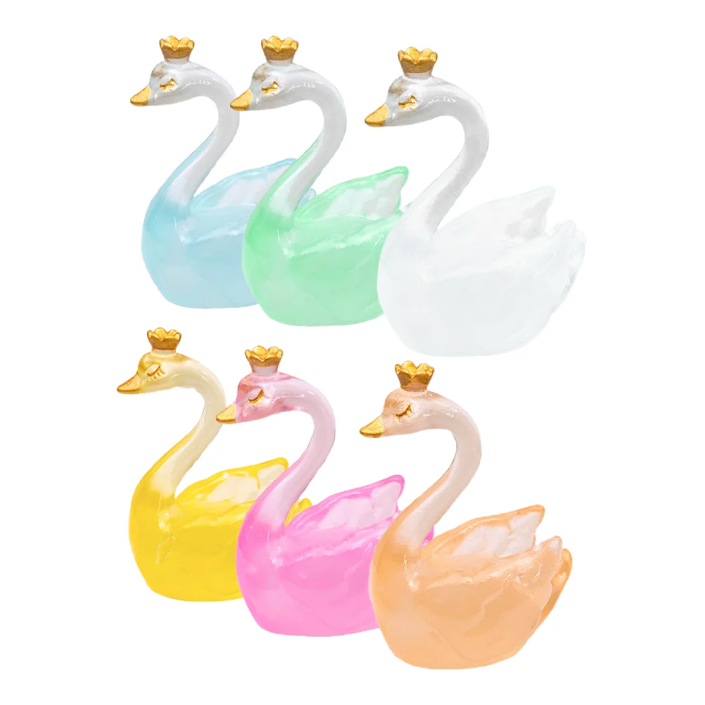 

6pcs Small Swan Models Bonsai Landscaping Swan Decors Garden Layout Swan Statues