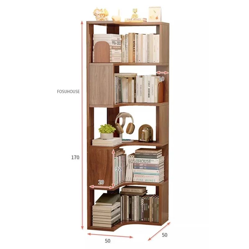 Bookshelf Floor Storage Rack Integrated Corner Bookshelf Library Room Organizer Simple Multi-layer Living Room Cabinets Bookcase