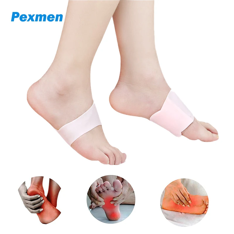 Pexmen 2Pcs Arch Support Sleeve for Plantar Fasciitis Flat Foot Fallen Arches and Heel Spurs Feet Pain Relief for Women & Men 2 4 pack arch support bandages plantar fasciitis brace for fallen arches flat feet bone spurs foot pain relief