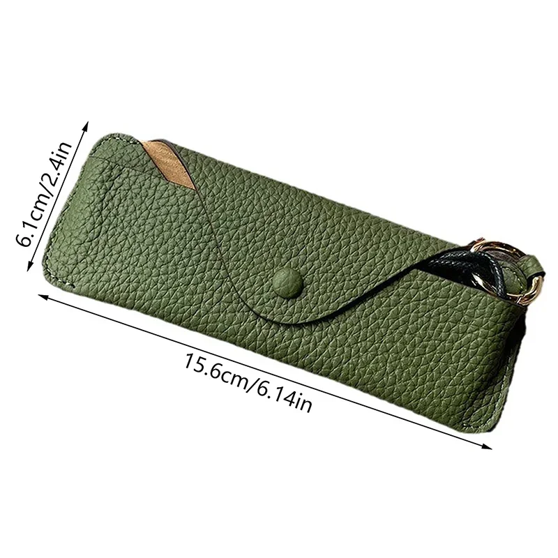 New Portable Retro PU Leather Glasses Bag with Lanyard Hanging Sunglasses Case Simple Eyeglasses Storage Box Eyewear Case
