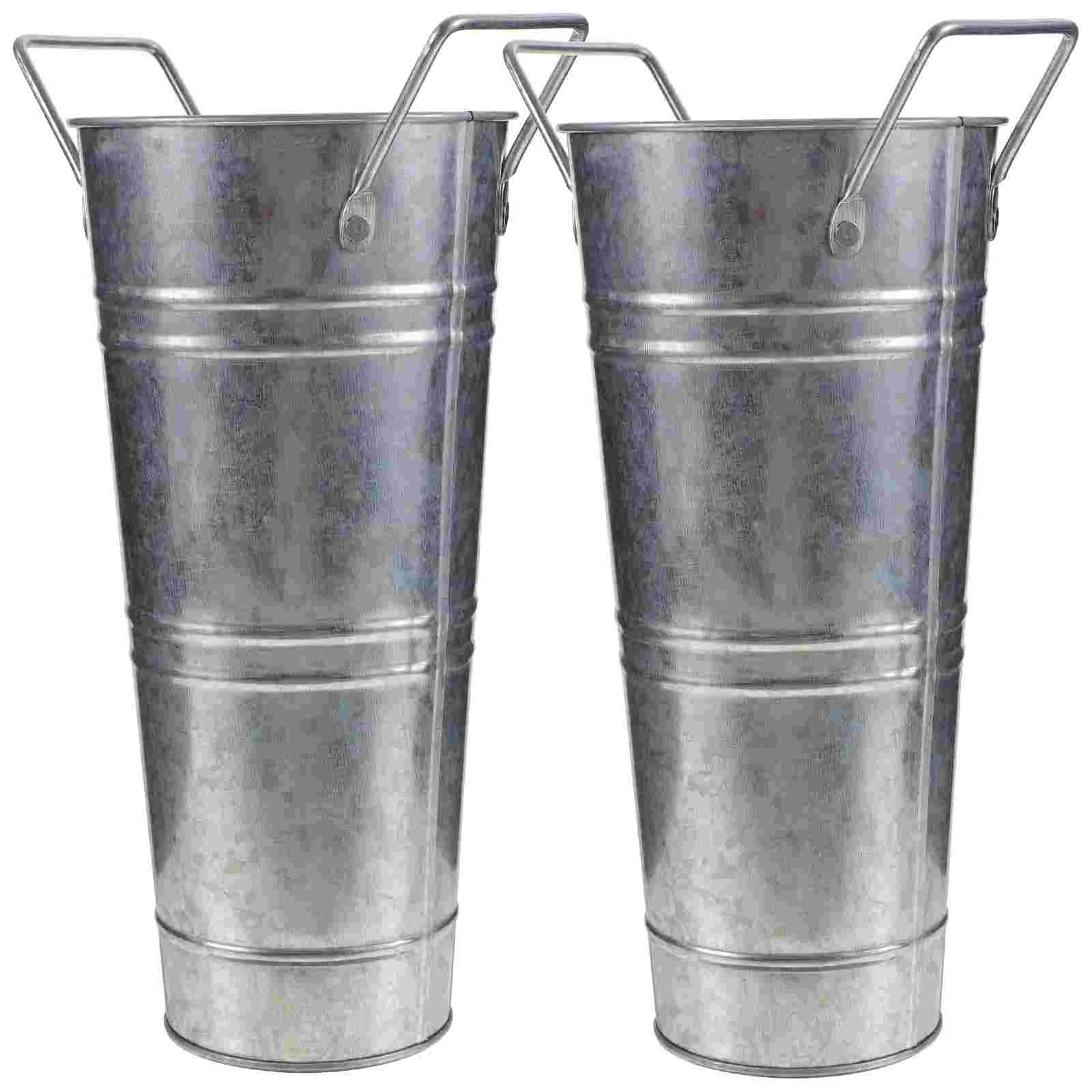 2 Pcs Milk Jug Retro Tin Barrel Vase Metal Vases for Flowers Flowerpot Bucket Centerpieces Buckets Galvanized 4
