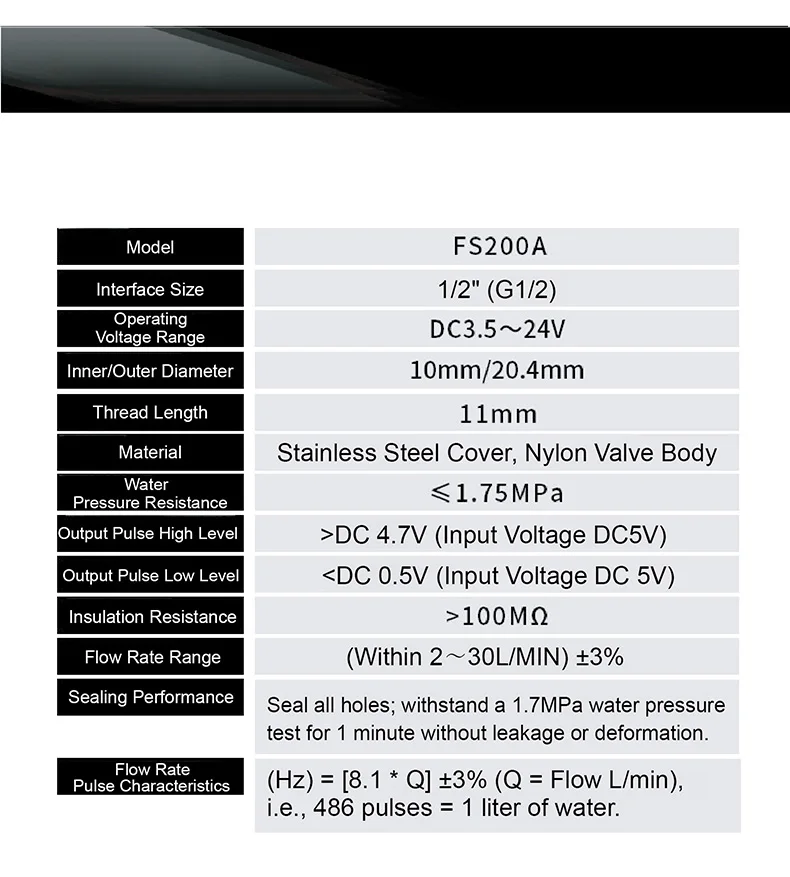 YF-S201 Hall Flow Sensors Water Flow Sensor Hall Effect Liquid Meter G1/2 1/2 In