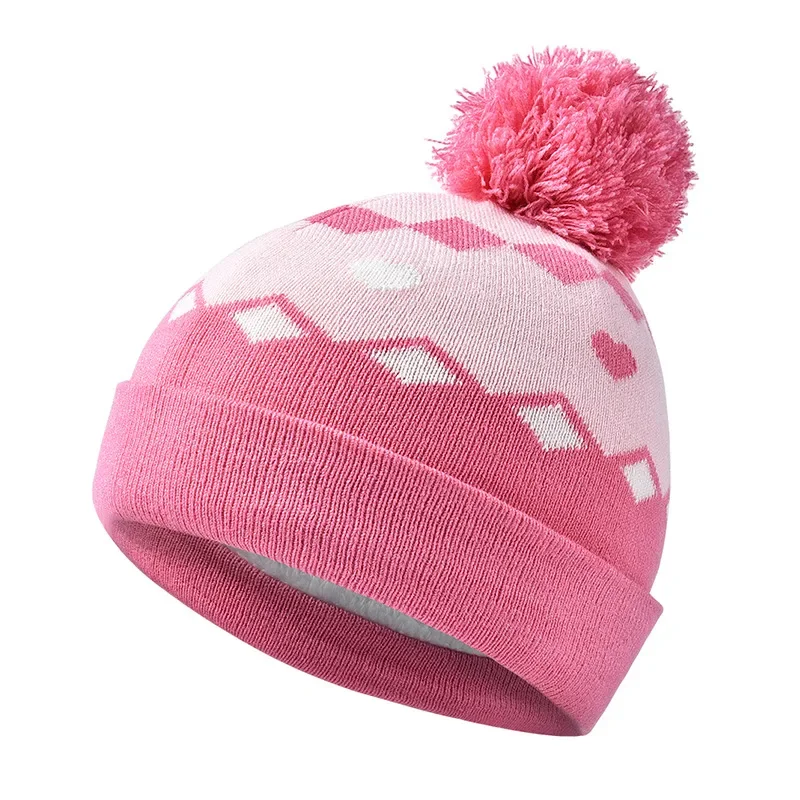 3pcs Children Winter Hat Scarf Gloves Set for 2-6Years Girls Beanies Knit Thick Fleece-lined Pink Purple Striped Winter Set Kids